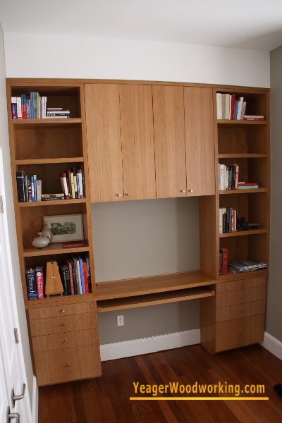 Cherry Built in Bookcase and Desk